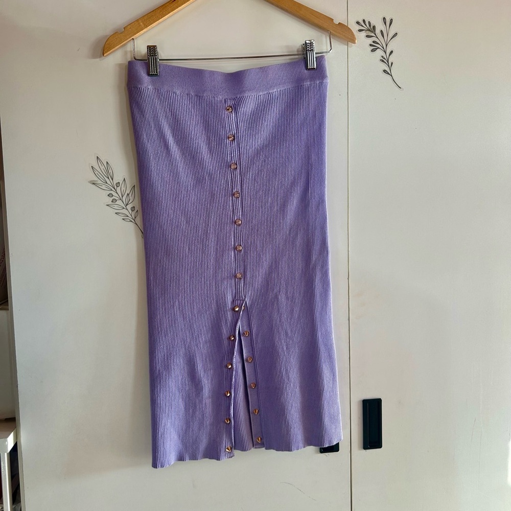 Hera Collection Purple lLilac Stud Front Pencil Skirt